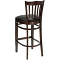 thumbnail image 5 of Flash Furniture 2 Pack HERCULES Series Vertical Slat Back Walnut Wood Restaurant Barstool - Black Vinyl Seat, 5 of 8