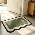 thumbnail image 4 of Decorative Door Mat for Indoor Bathroom Kitchen Entrance, Green with Cream Border Absorbent Diatom Mud Rug, Non Quick Dry Floor Mat for Front Door Balcony, 4 of 4