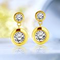 thumbnail image 2 of JeenMata Sparkling 2.5 Carat Double Round Cut Stone - Bezel Set - Women's Dangle Earrings - Yellow Gold plated, 2 of 4