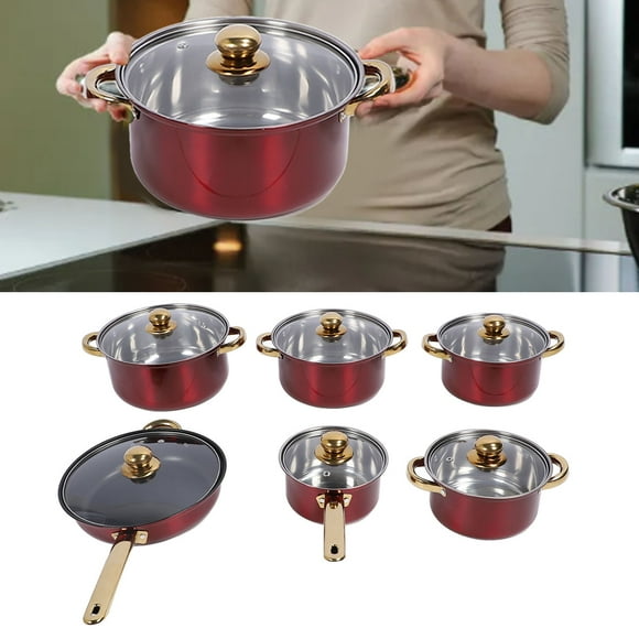 Stainless Steel Cookware Set, Comfortable Handle Stylish Stainless Steel Pan Set Thick Easy To Clean for Kitchen
