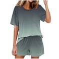thumbnail image 1 of Conjunto de Pijama de las Mujeres de Moda Casual Color Sólido Manga Corta Cuello Redondo Top Y Pantalones, 1 of 6