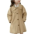 thumbnail image 2 of NAISIBABY Girls Windbreaker Jacket 7-8T, Long Sleeve Mid-Length Notched Collar Casual British Style Trench Coat Khaki, 2 of 9
