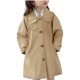 thumbnail image 2 of Cowsor Girls Long Trench Coat Single Breasted Oversized Windproof Classic Lapel Fall Overcoat, 2 of 7