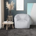 thumbnail image 2 of Pemberly Row Modern Living Room Round Back Velvet Swivel Chair in Light Gray, 2 of 6