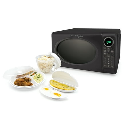 Nostalgia 0.7 Cu. ft. Modern Retro Set Countertop Microwave Oven in Black