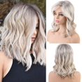 thumbnail image 1 of Pelucas de cabello humano rubio largo para mujer, mezcla de cabello natural con peluca rizada de fibra Kanekalon saludable con reflejos, diario ShuxiuWang 8390614778382, 1 of 1