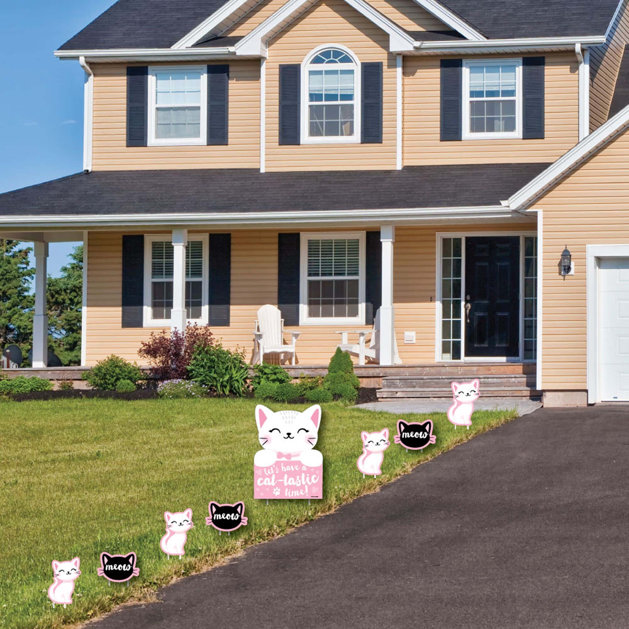 Big Dot of Happiness Purr-fect Kitty Cat - Yard Sign and Outdoor Lawn Decorations - Kitten Meow Baby Shower or Birthday Party Yard Signs - Set of 8