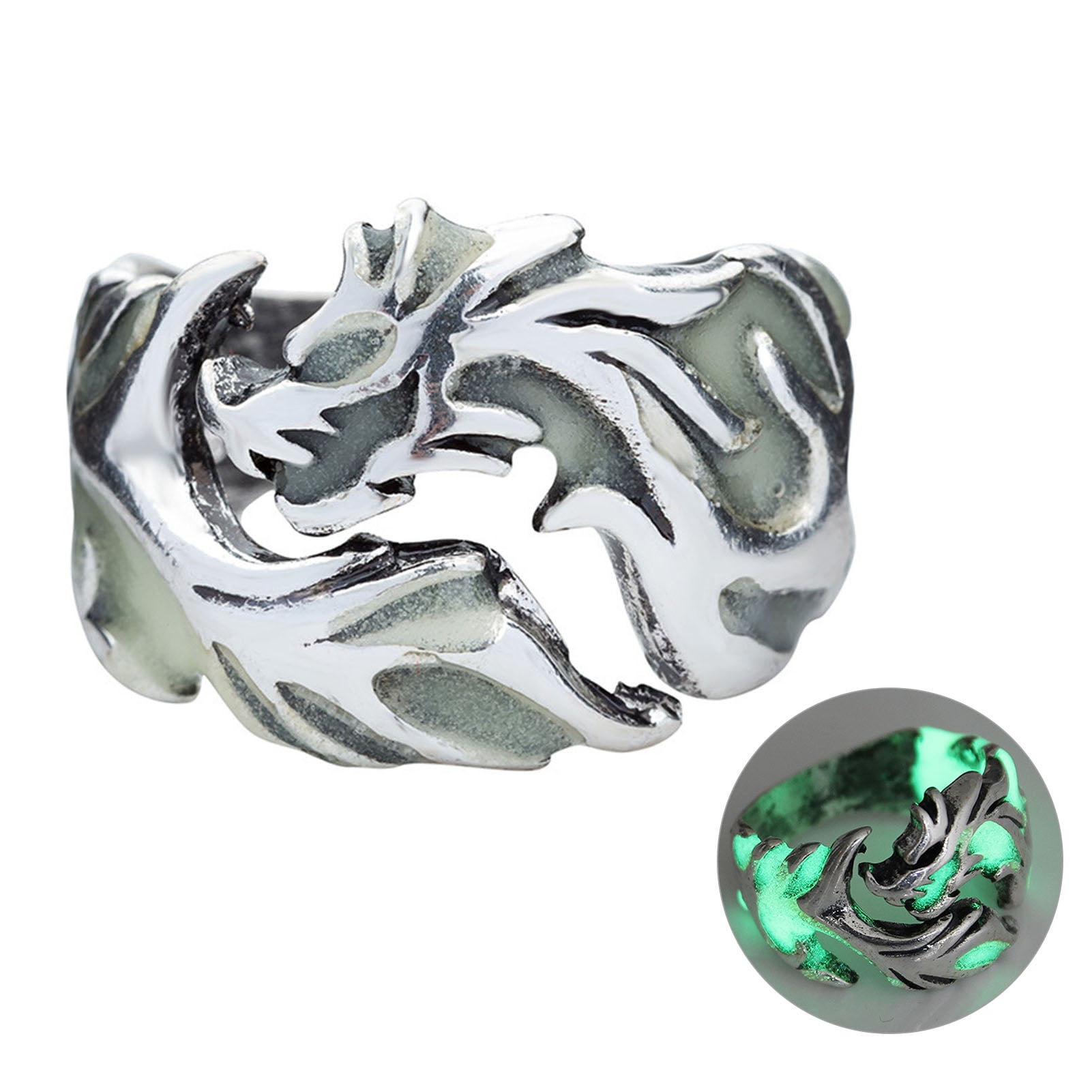 Cheers Glow in The Dark Luminous Men Ring Cool Personality Flying Dragon Ring for Bar Walmart