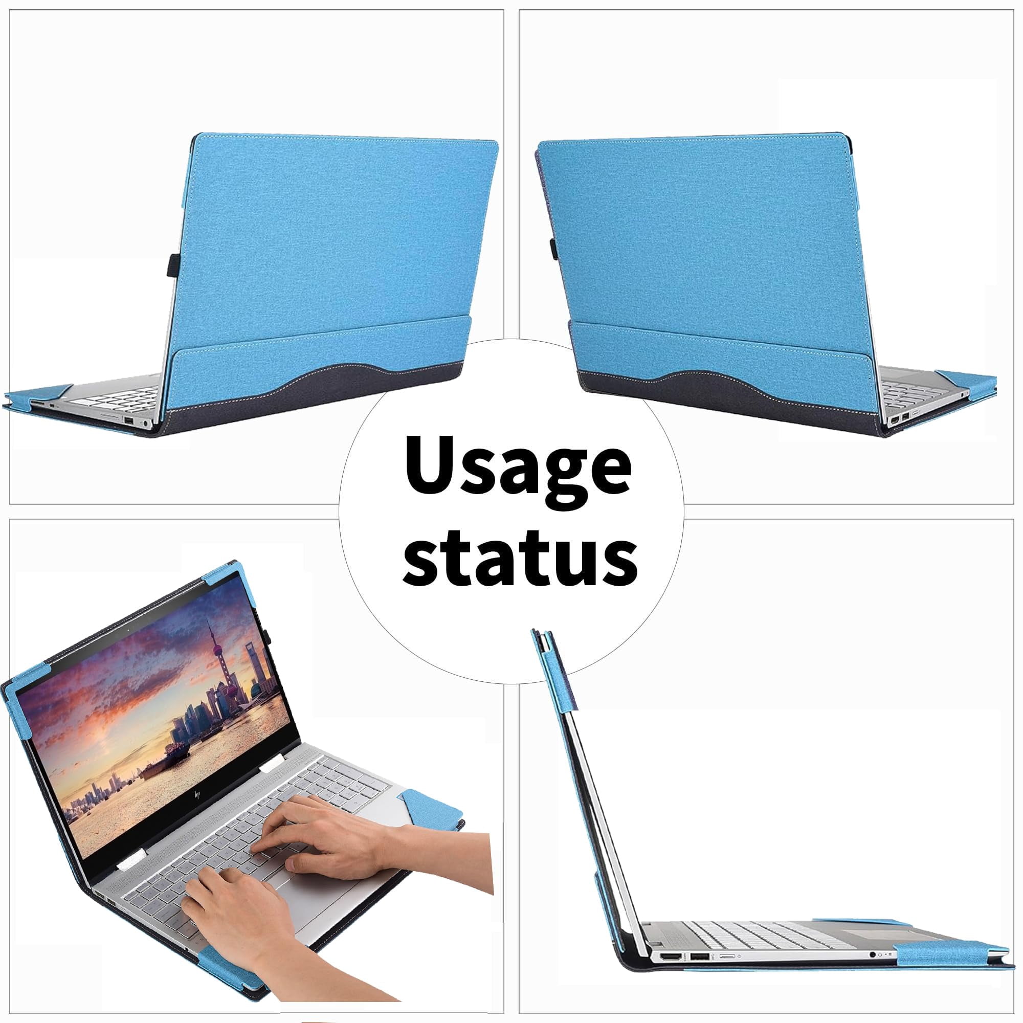Laptop Cover Case for LG gram Pro 16-inch OLED 2024~2025 [not Compatible with Any Other Model] .2-in-1 PU Leather Detachable Notebook Sleeve（Light blue）
