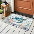 thumbnail image 5 of Teal Sea Turtle Coastal 2'x3' Washable Rug, Summer Beach Ocean Coral Non-Slip Soft Doormat Area Rugs for Entrance Bathroom Bedsides, Carpet for Kitchen Bedroom, Entryway Floor Mat, 5 of 9