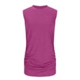 thumbnail image 5 of ZQGJB Plus Size Womens Ruched Tank Tops Loose Fit Crewneck Sleeveless Tops Dressy Casual Solid Color Basic Summer T-Shirts for Women 2024 Hot Pink XXXXL, 5 of 9