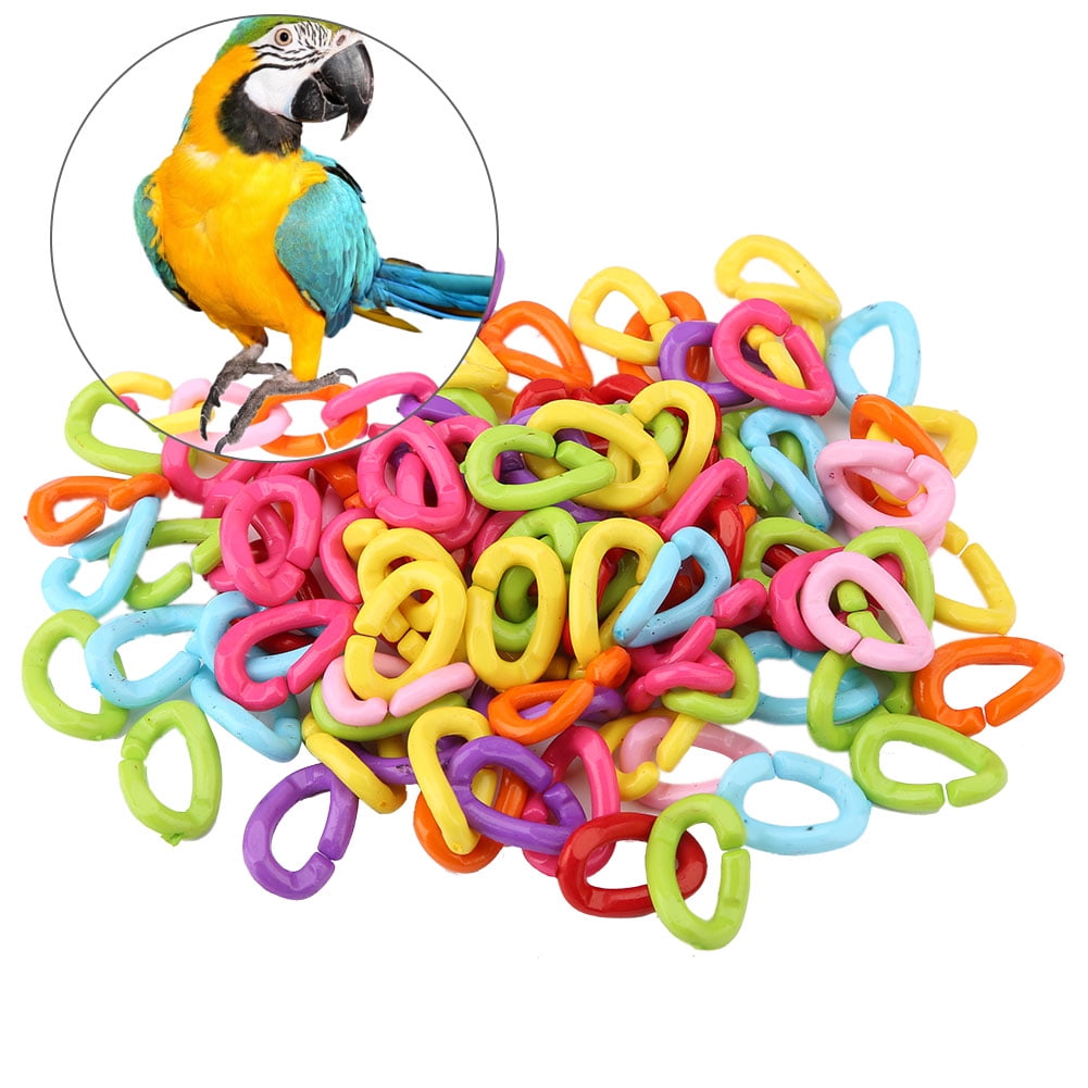 100 Durable Plastic Counting C Chain C-Links Sugar Glider Parrot Bird Toy Parts 