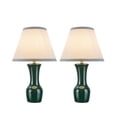 thumbnail image 3 of Aspen Creative 40066-2, Two Pack Set, 20" High, Traditional Ceramic Table Lamp, Green with Hardback Empire Shaped Lamp Shade in Off-White, 12 1/2" Wide, 3 of 4