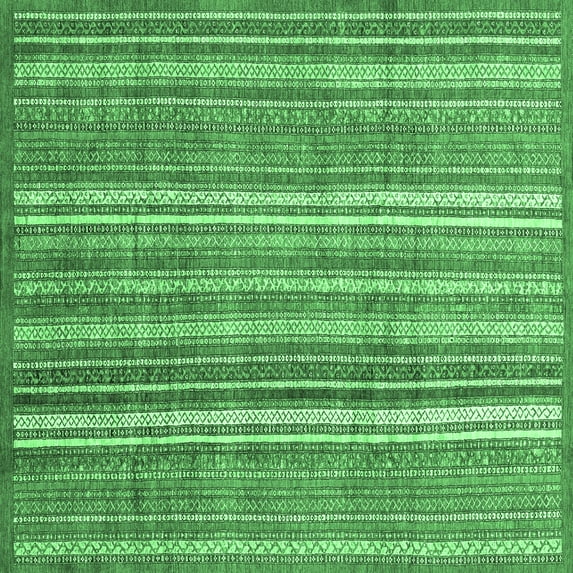 Ahgly Company Indoor Square Abstract Emerald Green Modern Area Rugs, 4' Square