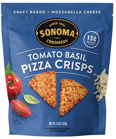 Sonoma Creamery Pizza Crisps, Tomato Basil, | Savory Snack Cracker | High Protein | Low Carb | Gluten Free | Wheat Free |Keto Friendly, 9.5 oz (Pack of 3)
