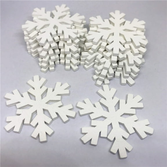 TEHAUX White Wooden Christmas Tree Snowflake Ornaments 20 Pieces for Freestyle Painting and Holiday Decoration