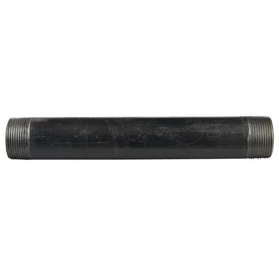 Schedule 40, 1-1/4" Diam x 10" Long Steel Black Pipe Nipple