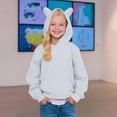 thumbnail image 2 of UDAUDU Kids Boys Girls Cat Ear Hoodies Round Neck Long Sleeve Kawaii Anime Print Hooded Sweater Cute Top Hoodies Pullover Light Gray 7-8 Years, 2 of 8
