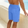 thumbnail image 5 of LMOIPLI Men's Linen Casual Shorts Elastic Drawstring Waist Summer Shorts with Pockets Lightweight Breathable Beach Shorts for Men Blue XXL, 5 of 7