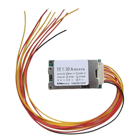 Placa de ProteccióN de BateríA 10S 36V 30A, Celda de Iones de Litio 18650, Placa PCB BMS de ProteccióN de BateríA