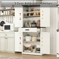 thumbnail image 4 of 72" Tall Kitchen Pantry, Farmhouse Pantry Cabinet with 1 Drawer & 4 Layer Adjustable Shelves, Rustic Wood Storage Cupboard with Metal Load-Bearing Pipe for Kitchen Bathroom Living Room Hallway, 4 of 9