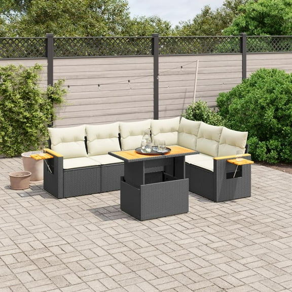 vidaXL Garden Sofa Set Black, Cream White