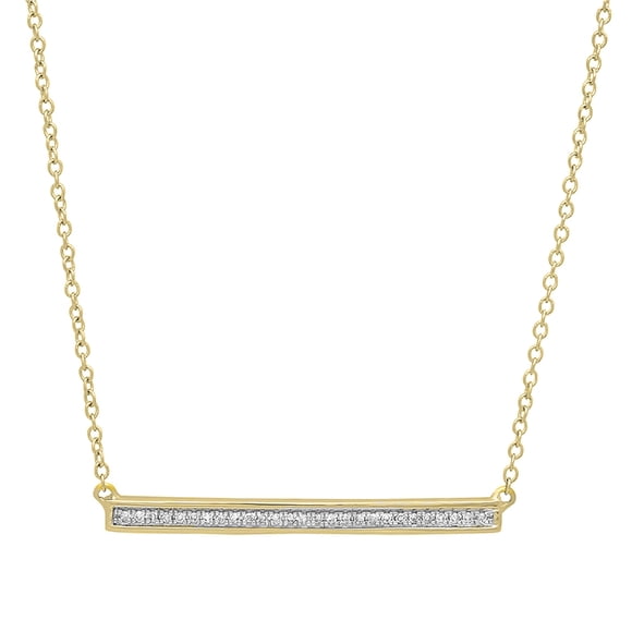 Dazzlingrock Collection Pendentif Mode en Forme de Barre Diamant Rond Blanc avec Chaîne en Or de 18 Pouces pour Femmes (0.12 ctw, Couleur I-J, Clarté I2-I3) en Or Jaune 10K