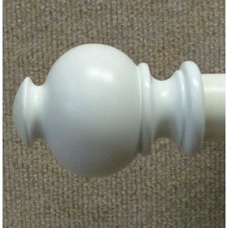 Finial 4 Finish - Button Wood Finial in White finish for a 1-3/8