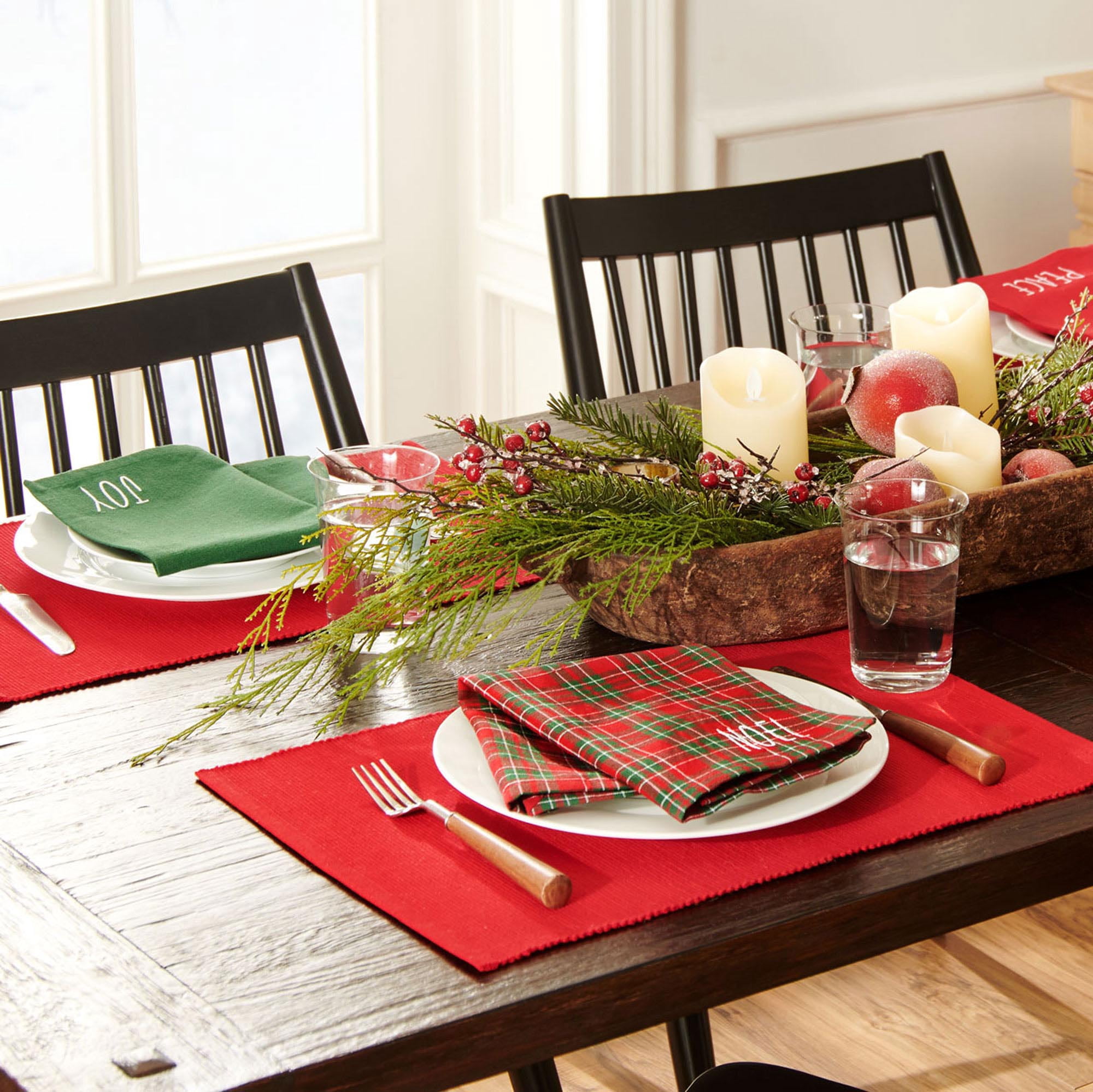 Elrene Home Fashions Holiday Christmas Sentiments Placemat and Napkin Value Set of 8 (4 of Each), Multicolor, 13" x 19"
