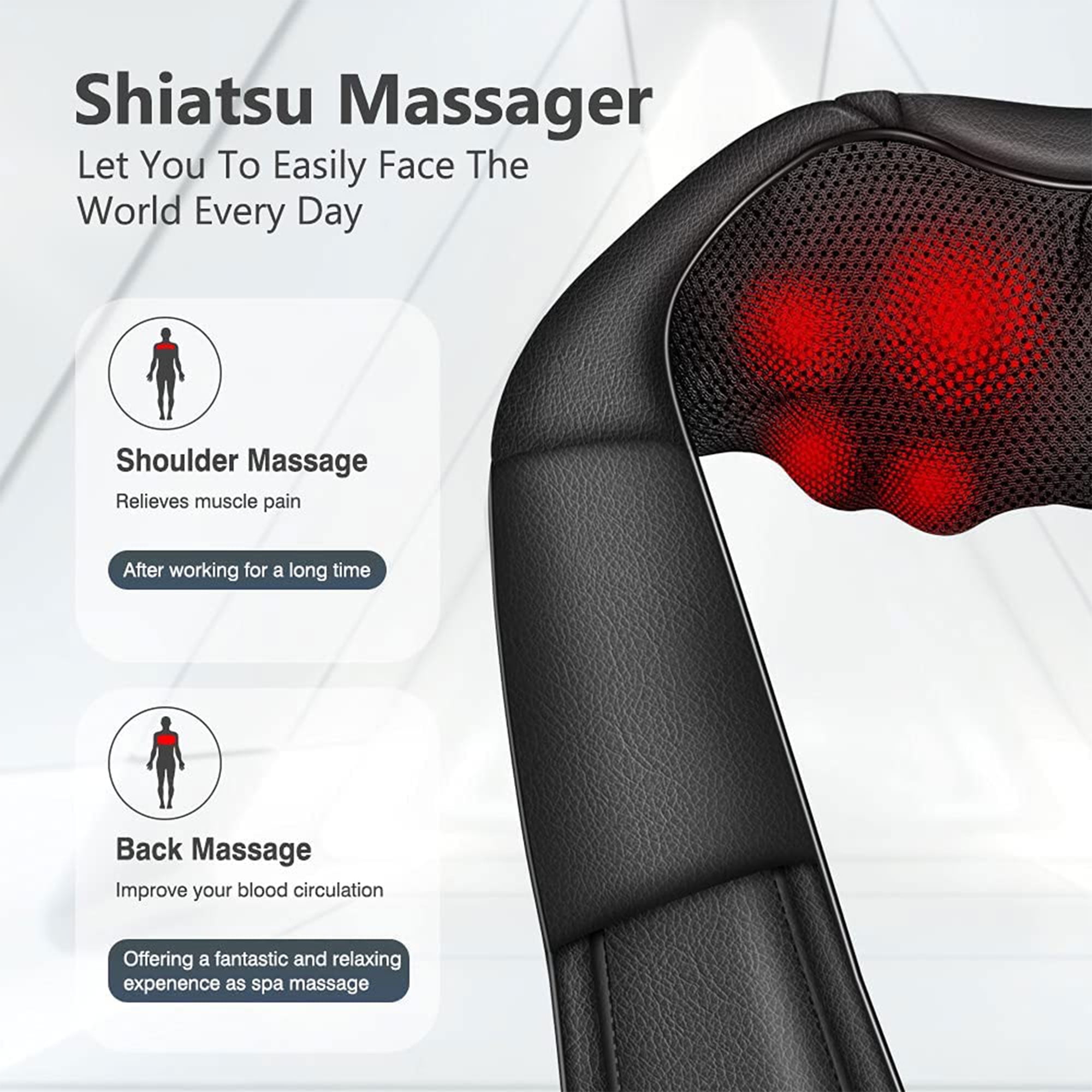 Medcursor Neck and Shoulder Massager with Heat, Electric  Shiatsu Back Massage Device, Portable Deep Tissue 3D Kneading Pillow for  Muscle Pain Relief at Home, Office, Car, Ideal Gifts (No Battery) 