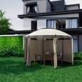 thumbnail image 5 of Gymax 11.5' Outdoor Patio Round Dome Gazebo Canopy Shelter Double Roof Steel Brown, 5 of 10