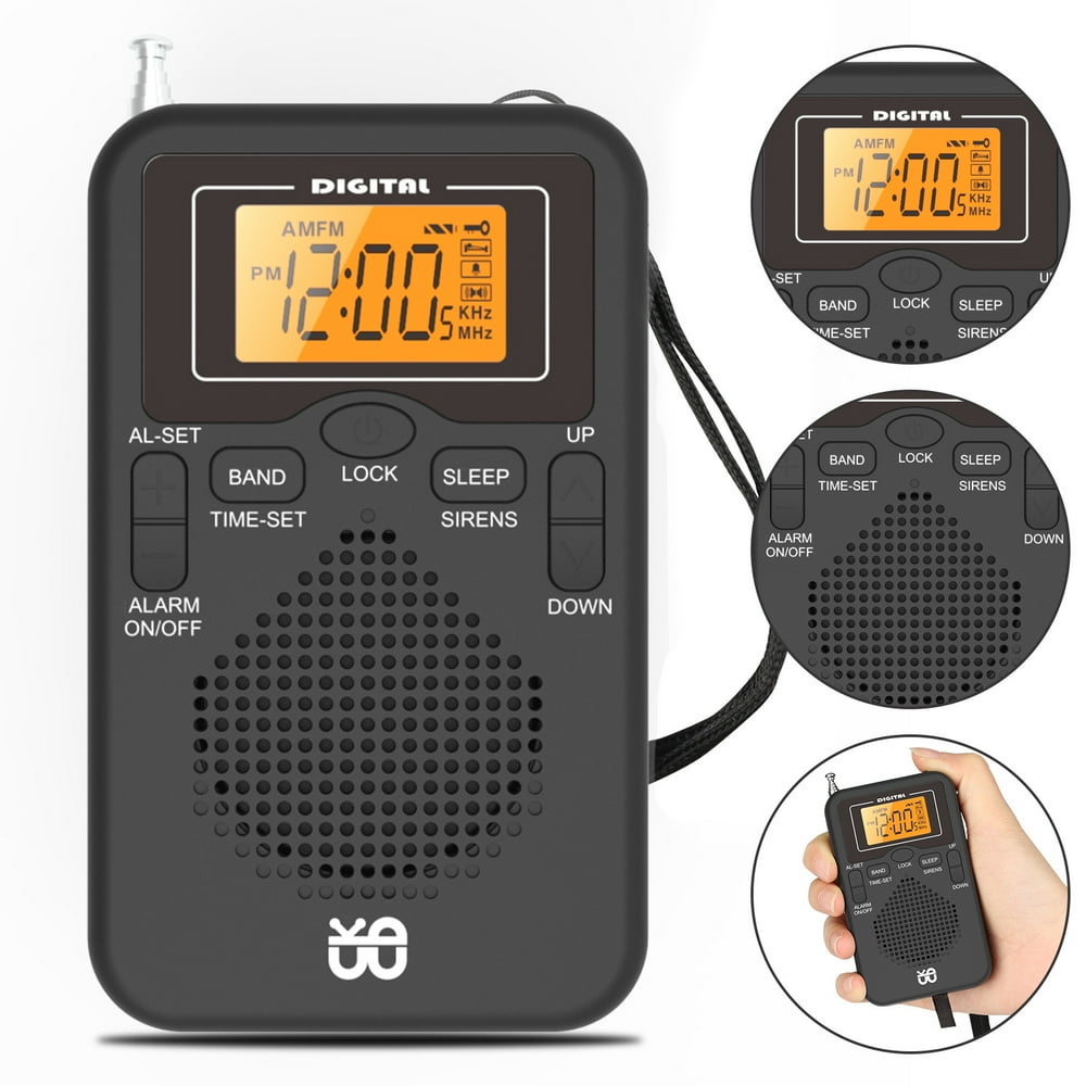 Portable AM FM Pocket Radio, Digital Tuning Battery Operated Walkman