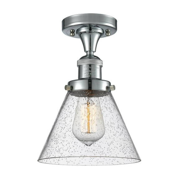 Innovations 1-LT LED Large Cone 8" Semi-Flush Mount - Polished Chrome - 517-1CH-PC-G44-LED
