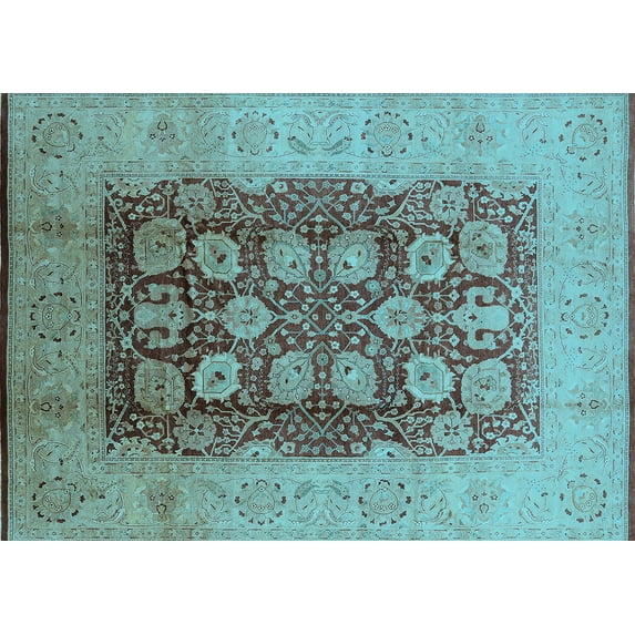 Ahgly Company Indoor Rectangle Oriental Light Blue Traditional Area Rugs, 5' x 8'