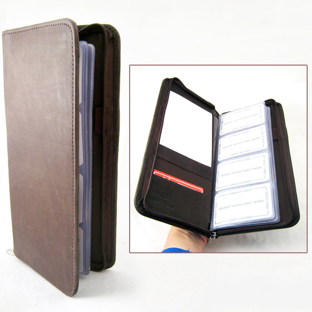 BUSINESS CARD PICTURE HOLDER 18 PAGES NEW BROWN LEATHER GIFT IDEA FREE SHIPPING 