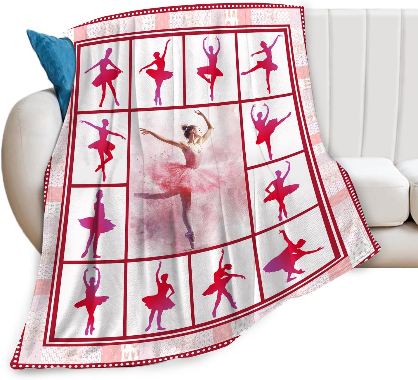 Dance Blanket Soft Warm Ballet Throw Blanket Dancer Gifts for Girls Women Cozy Plush Dance Team Stuff Lightweight Fleece Flannel Gifts Blankets for Kids Adults 60"X50"