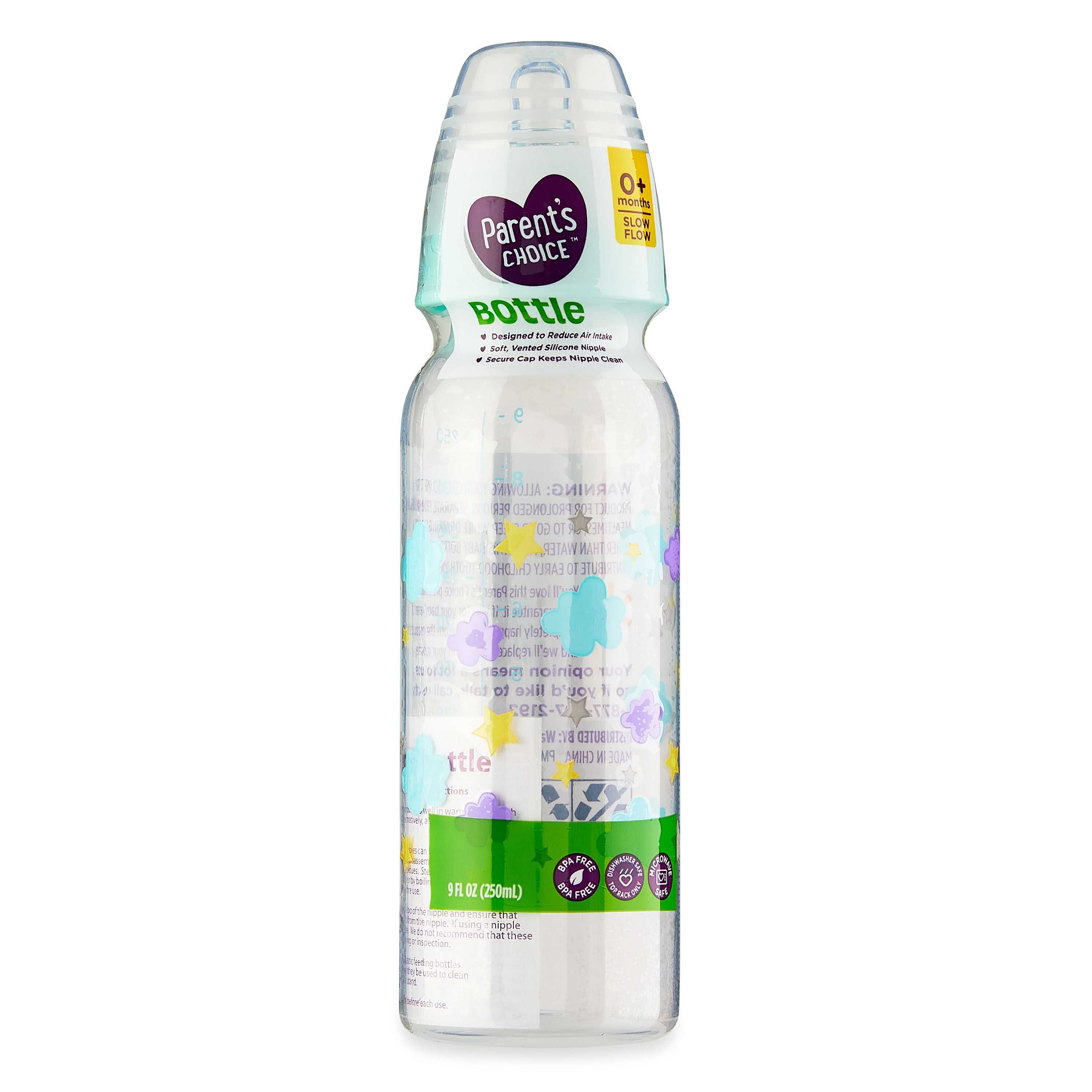 (paquete de 6) Biberón Parent's Choice de cuello estándar, 9 fl oz, recién nacido 0+ meses, neutro, paquete de 1 6