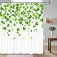 thumbnail image 2 of St. Patrick's Day Shower Curtain, Green Clover Leaf Irish Shamrock Shower Curtain, Green Lucky Clover Leaves Shower Curtain Green St. Patrick's Day Clover Shower Curtain Set with Hooks, 72x72 inches, 2 of 5