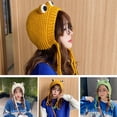 thumbnail image 2 of Yokua Women Winter Chunky Cable Knitted Earflap Hat Cute Cartoon Animal for Frog Eyes Solid Color Outdoor Windproof Skullies Beanie Cap Ear Warmer, 2 of 20