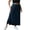 Navy, variant on Women's Plus Size Long Skirts Elastic Waist Drawstring Split Side A Line Maxi Skirt Loose Casual Summer Loungewear Black XXXXL