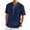 Navy, variant on Wyobmus Mens Linen Henley Shirts Casual Short Sleeve Tee Tops Summer Beach Half Button Collar Tshirt Black
