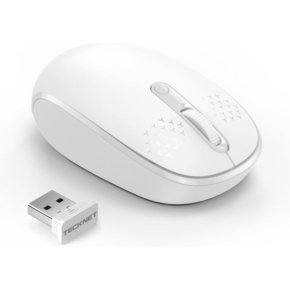 ERDS-Wireless Mouse for Laptop, 2.4G Quiet Computer Mouse with USB Receiver, 4 Buttons Portable Cordless Mice for Chromebook, Laptop, PC, Mac, 800/1200/1600 DPI - White