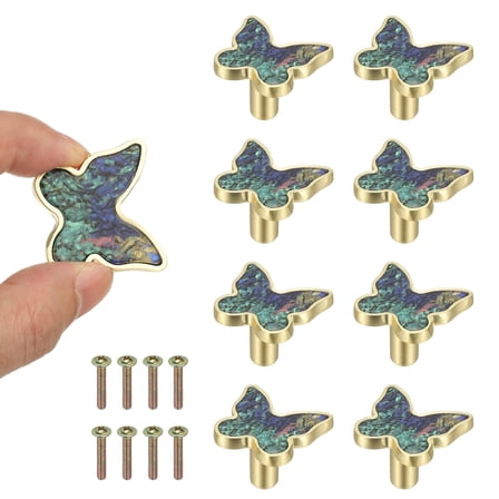 8 Pcs Butterfly Shaped Cabinet Knobs, Bathroom Dresser Knobs Kitchen Drawer Pulls for Wadrobe Cupboard Door Hardware Multicolor