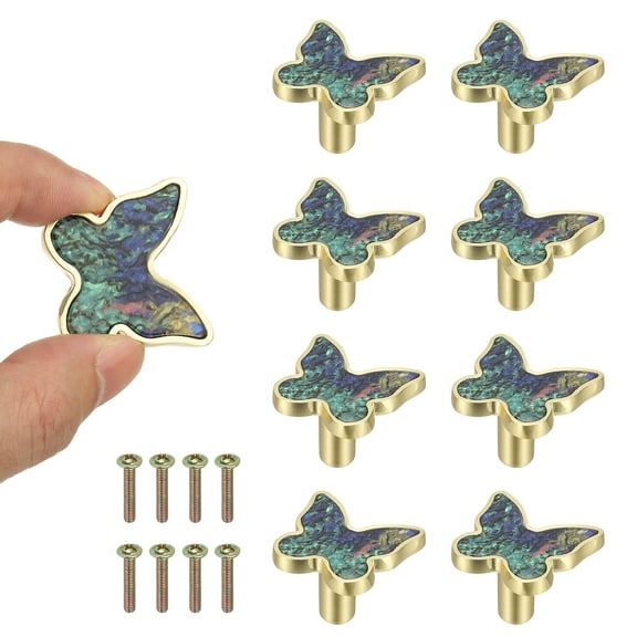 8 Pcs Butterfly Shaped Cabinet Knobs, Bathroom Dresser Knobs Kitchen Drawer Pulls for Wadrobe Cupboard Door Hardware Multicolor