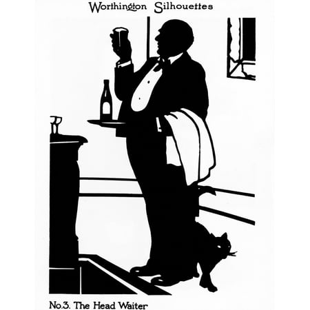 Silhouette Of A Head Waiter Poster Print By ®H L Oakley  Mary