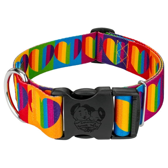 Country Brook Petz® 1 1/2 inch Deluxe Rainbow Hearts Dog Collar, Medium