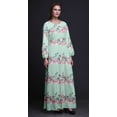 thumbnail image 2 of Bimba Moss Georgette Ranunculus & Chrysanthemum Floral Printed Womenâ€™s Long Sleeve MaxiÂ&nbsp;DressÂ&nbsp;Elastic Waist Gown-XXX-Large, 2 of 5