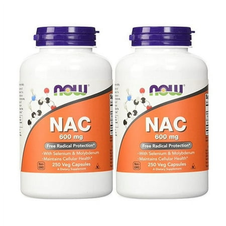 Now Foods NAC, 600 mg, 250 Veg Capsules, 2 Pack