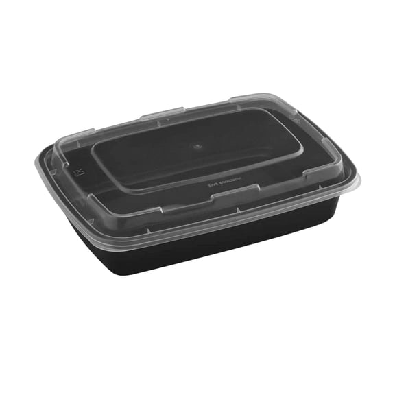 28oz. Black Rectangular Meal Prep / Bento Box Containers with Lids: 3CT