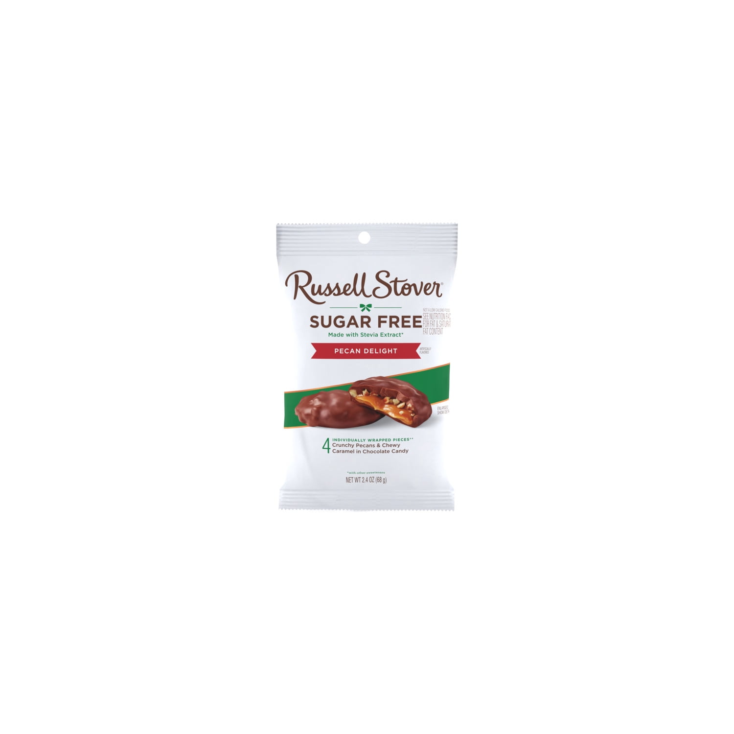 (3 pack) RUSSELL STOVER Sugar Free Pecan Delight Chocolate Candy, 2.4 oz. bag